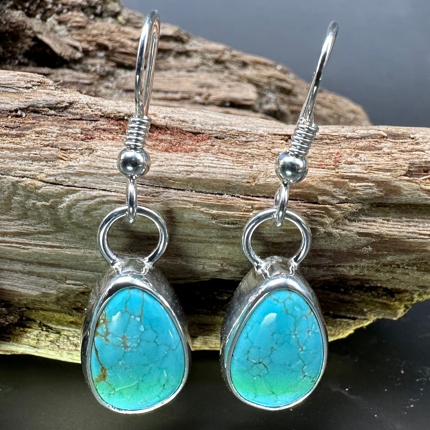 Number 8 Mine (NV) Turquoise Sterling Silver Earrings