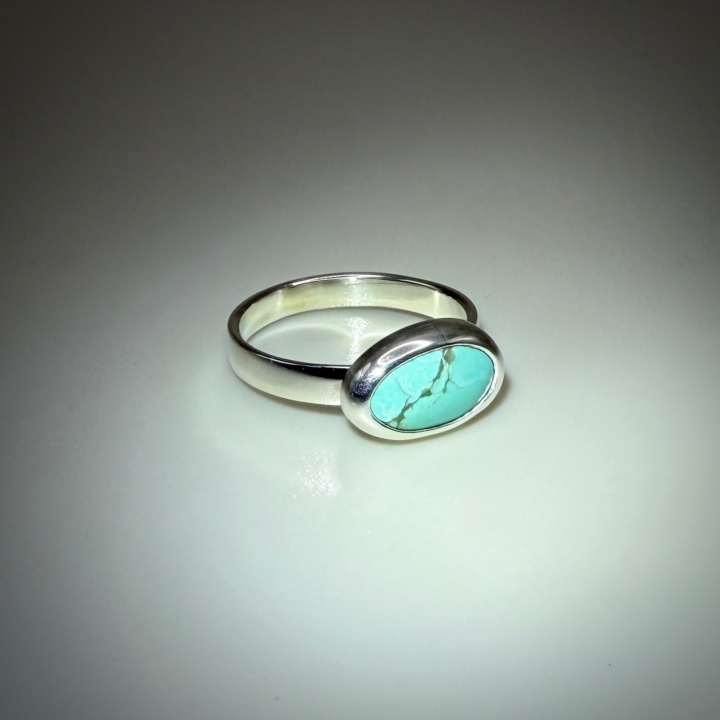 #8 Mine Turquoise in Sterling Silver size 5.5 band