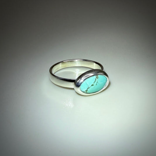 #8 Mine Turquoise in Sterling Silver size 5.5 band