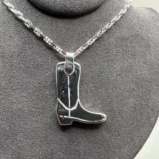 Heavy solid Sterling Silver Boot Necklace