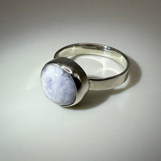 Lavender Jade Sterling Silver Ring size 9 band