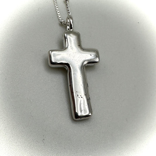 Cast Solid Sterling Silver Religious Cross Necklace