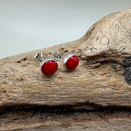 Bamboo Coral post Sterling Silver Earrings