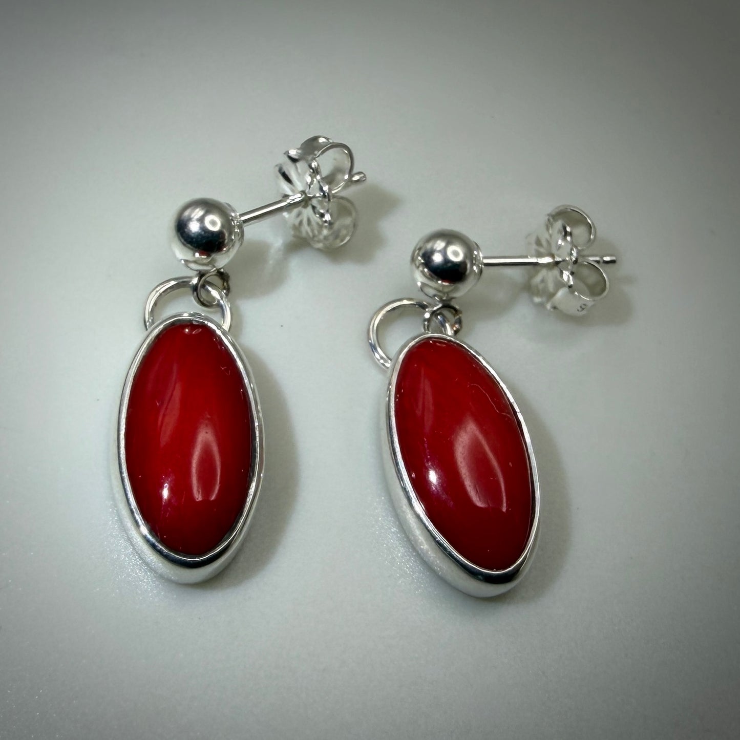 Bamboo Coral Shell Sterling Silver Earrings