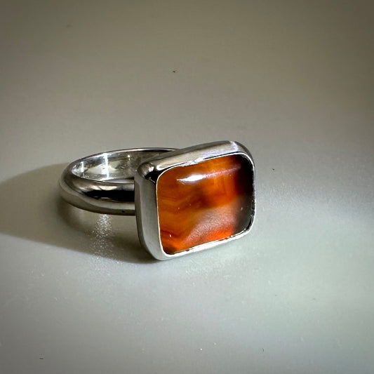 Montana Agate Sterling Silver Ring size 6.25 band