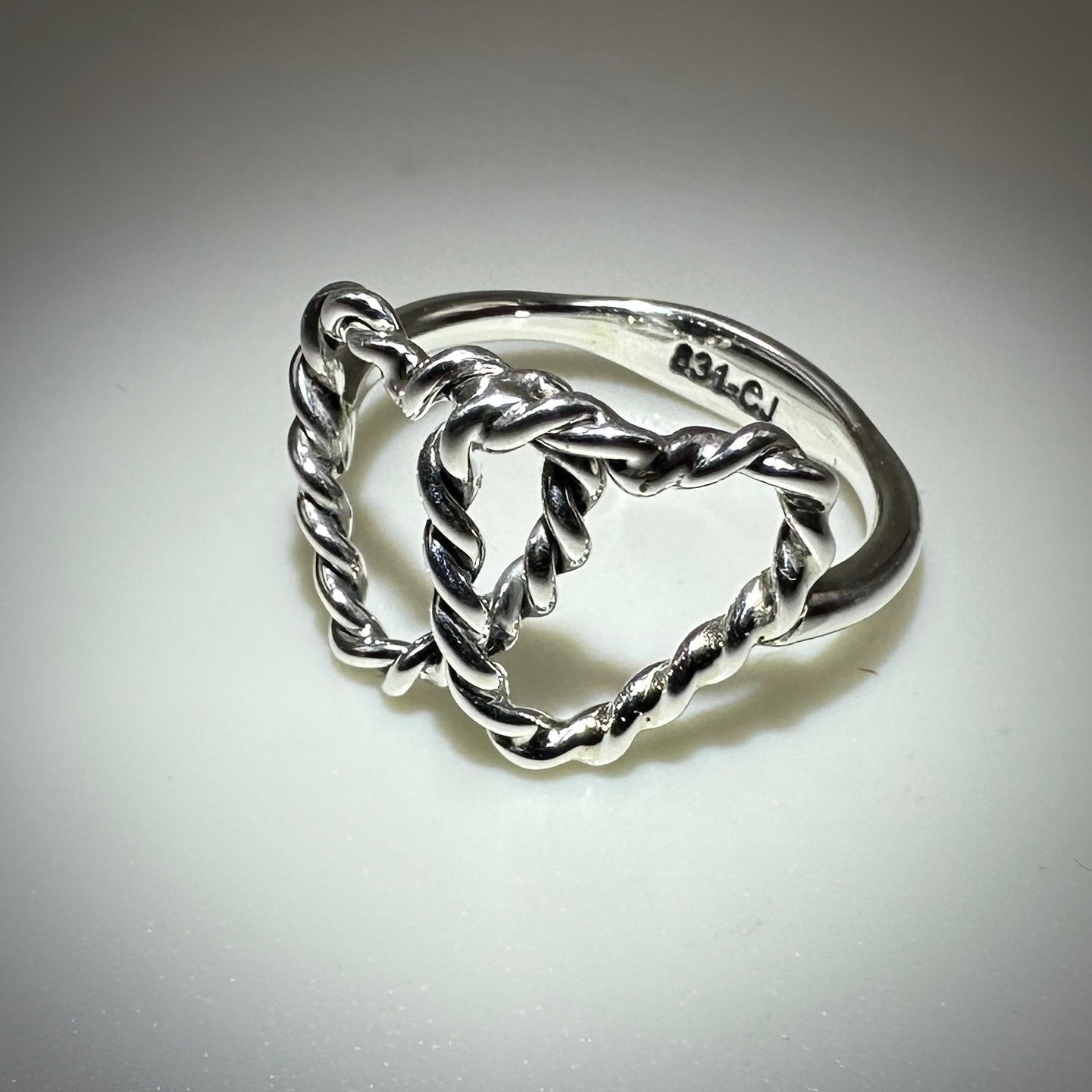 Sterling Silver Double Heart ring size 7 band