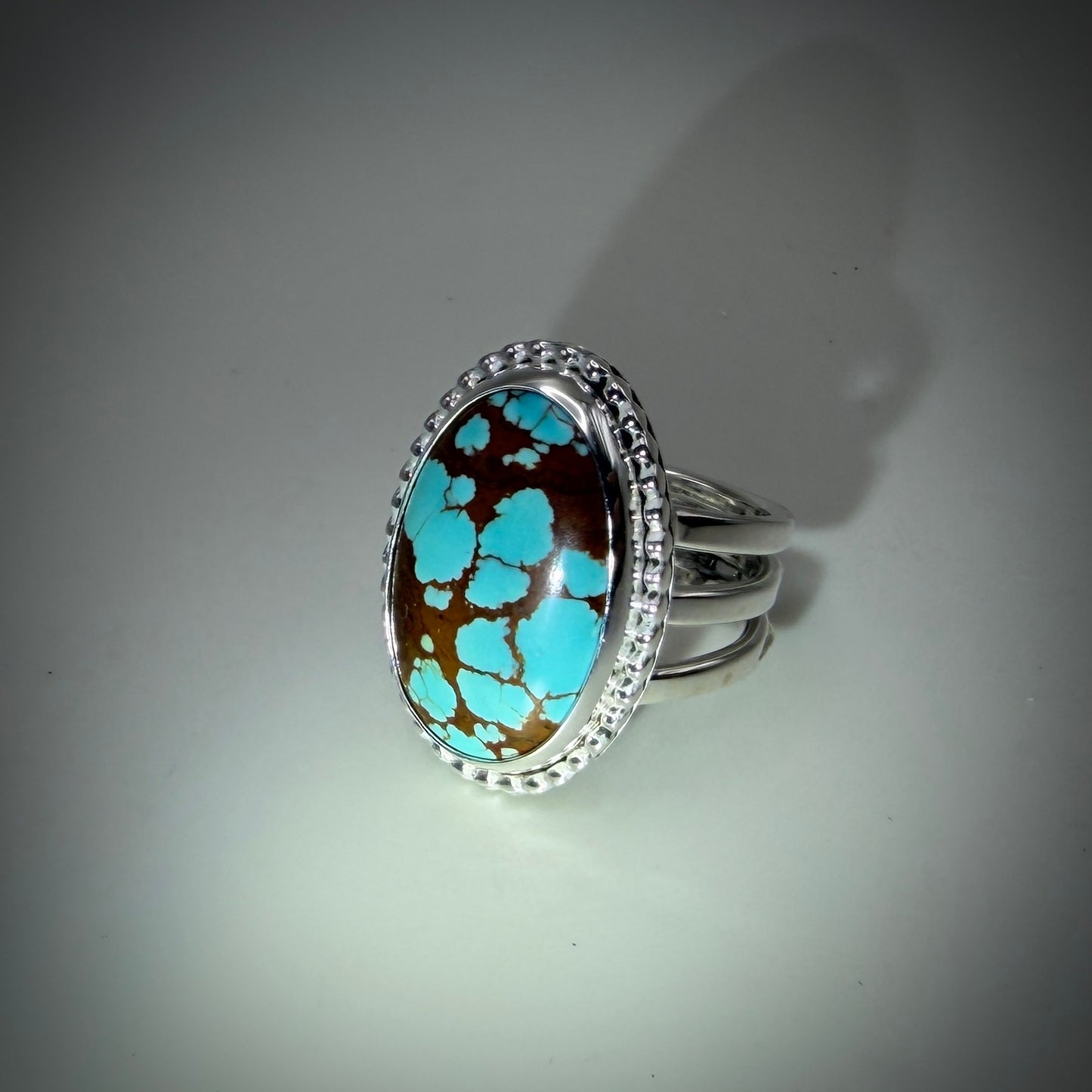 #8 Mine Turquoise in Sterling Silver size 7.5 band