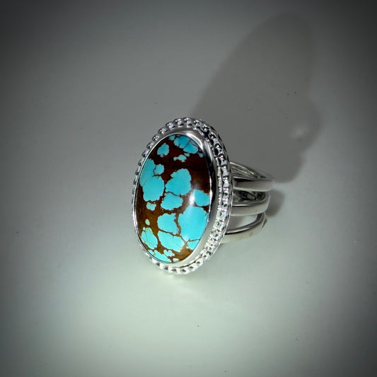 #8 Mine Turquoise in Sterling Silver size 7.5 band