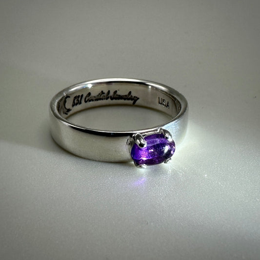 Amethyst Sterling Silver Ring size 7.5 band