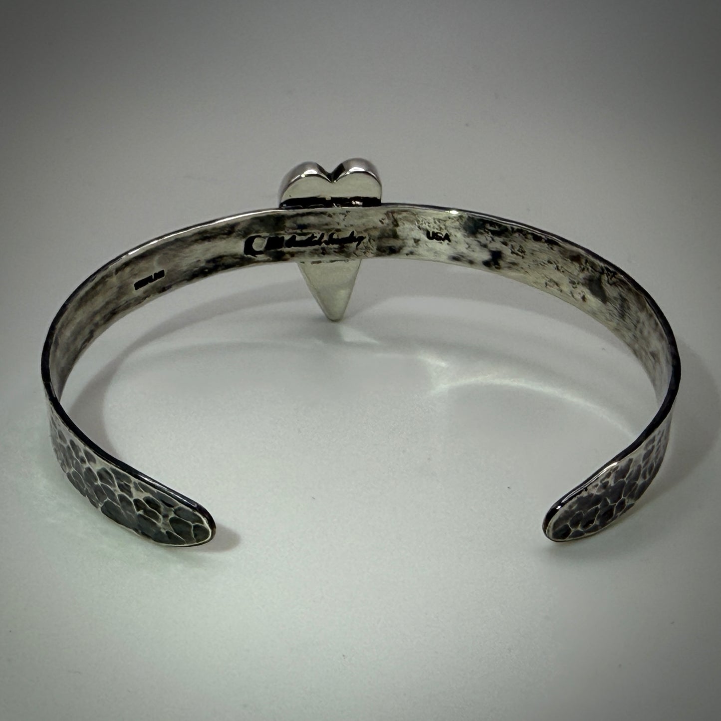 #8 Mine Turquoise Sterling Silver Heart Cuff Bracelet