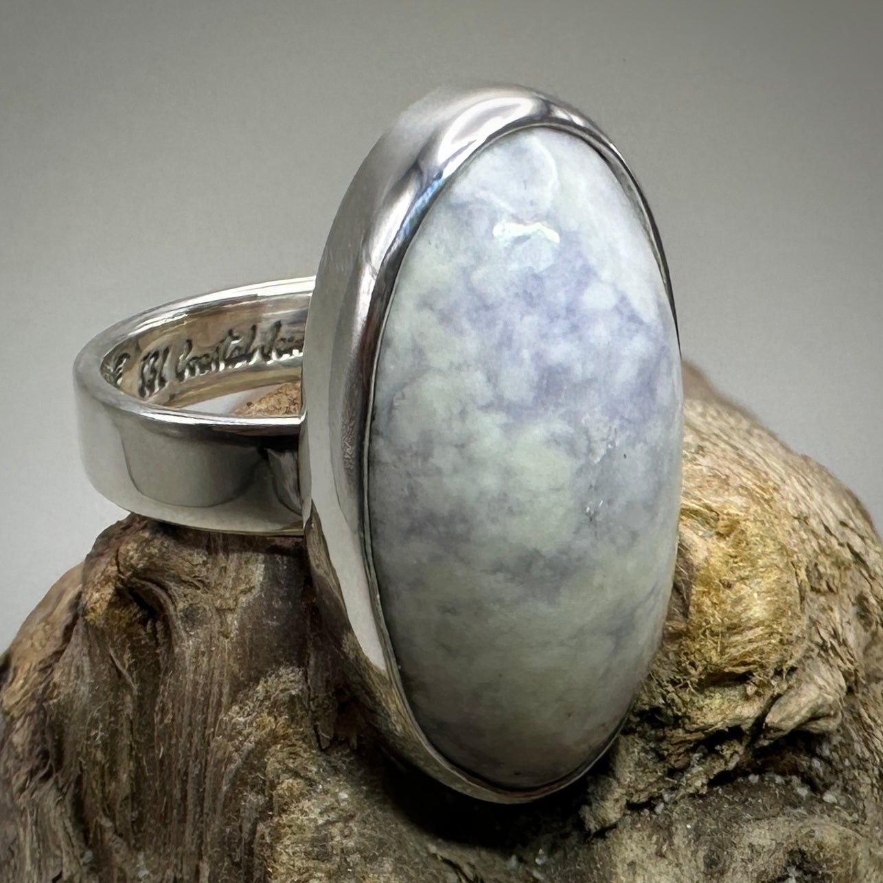 Lavender Jade Sterling Silver Ring size 9 band
