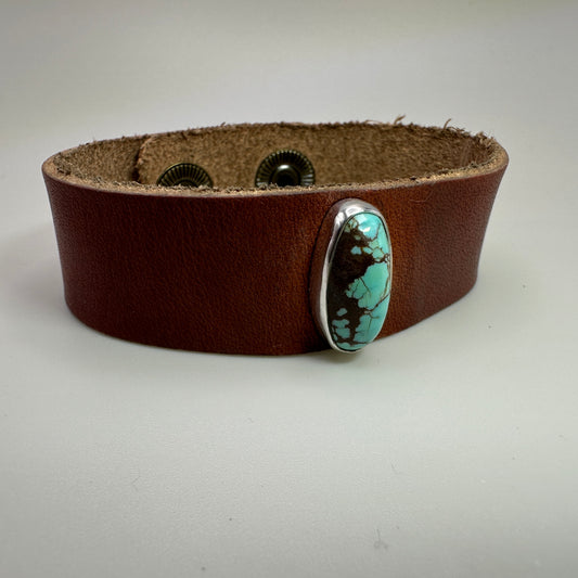 Number 8 mine Turquoise Leather Bracelet