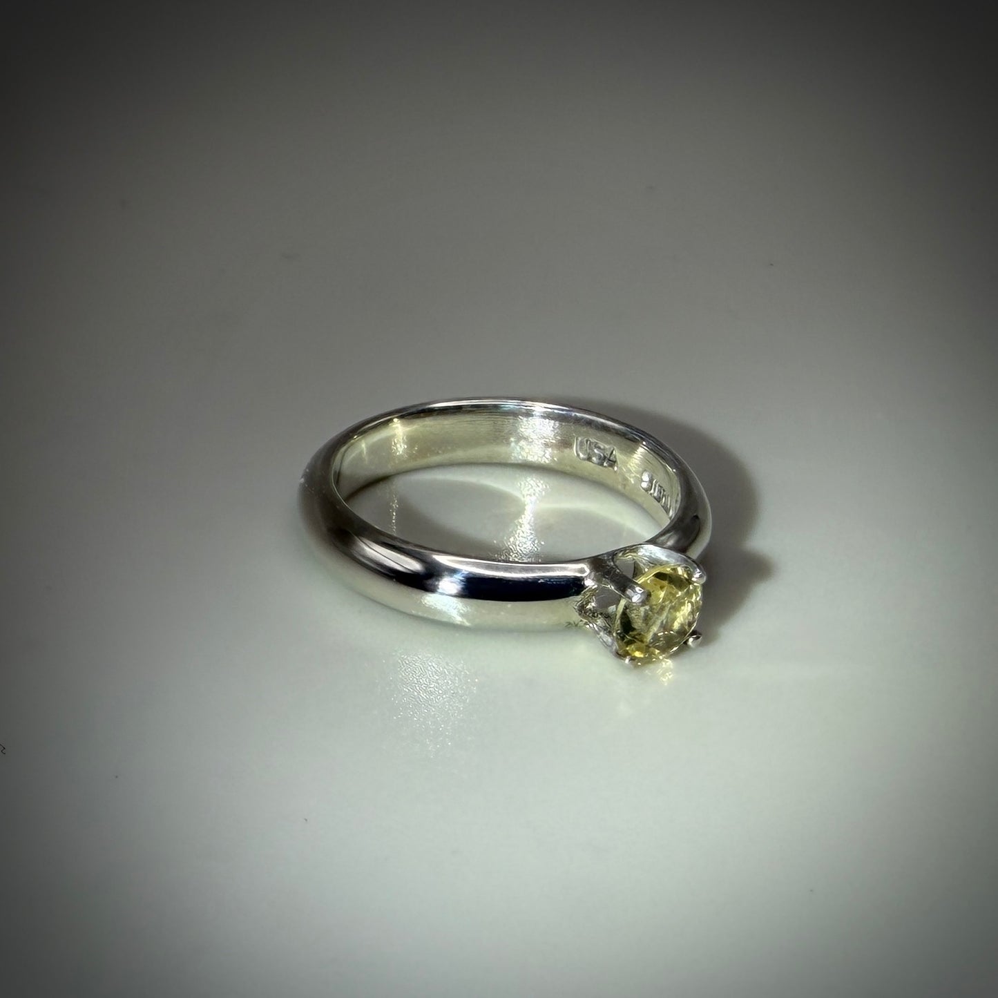 Yellow Citrine set in Sterling Silver size 7 band