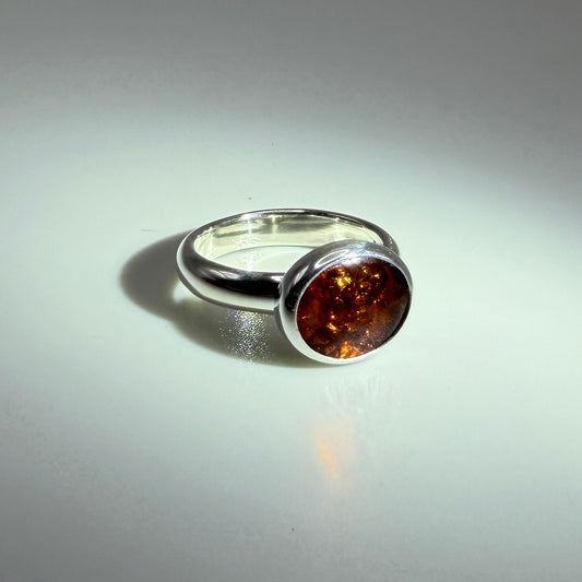 Amber Sterling Silver Ring size 7