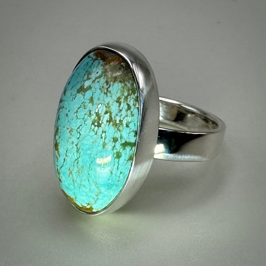 #8 Mine Turquoise in Sterling Silver size 8.5 band