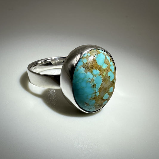 #8 Mine Turquoise in Sterling Silver size 7.5 band