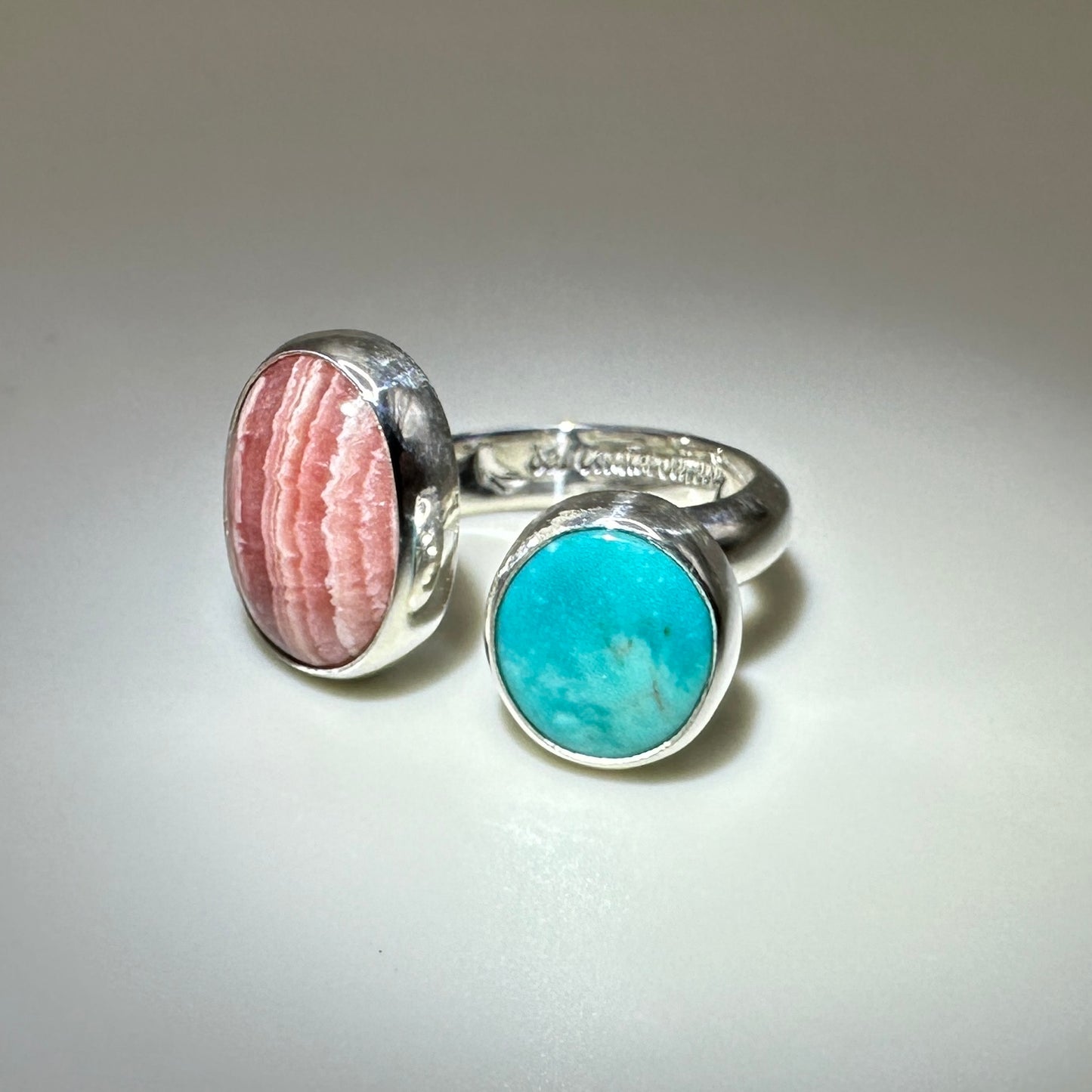 Double Stone Sterling Silver size 7 adjustable band