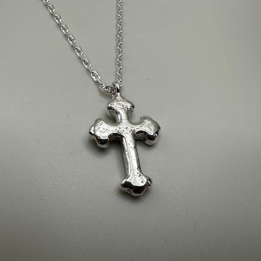 Heavy solid Sterling Silver Religious Cross Necklace