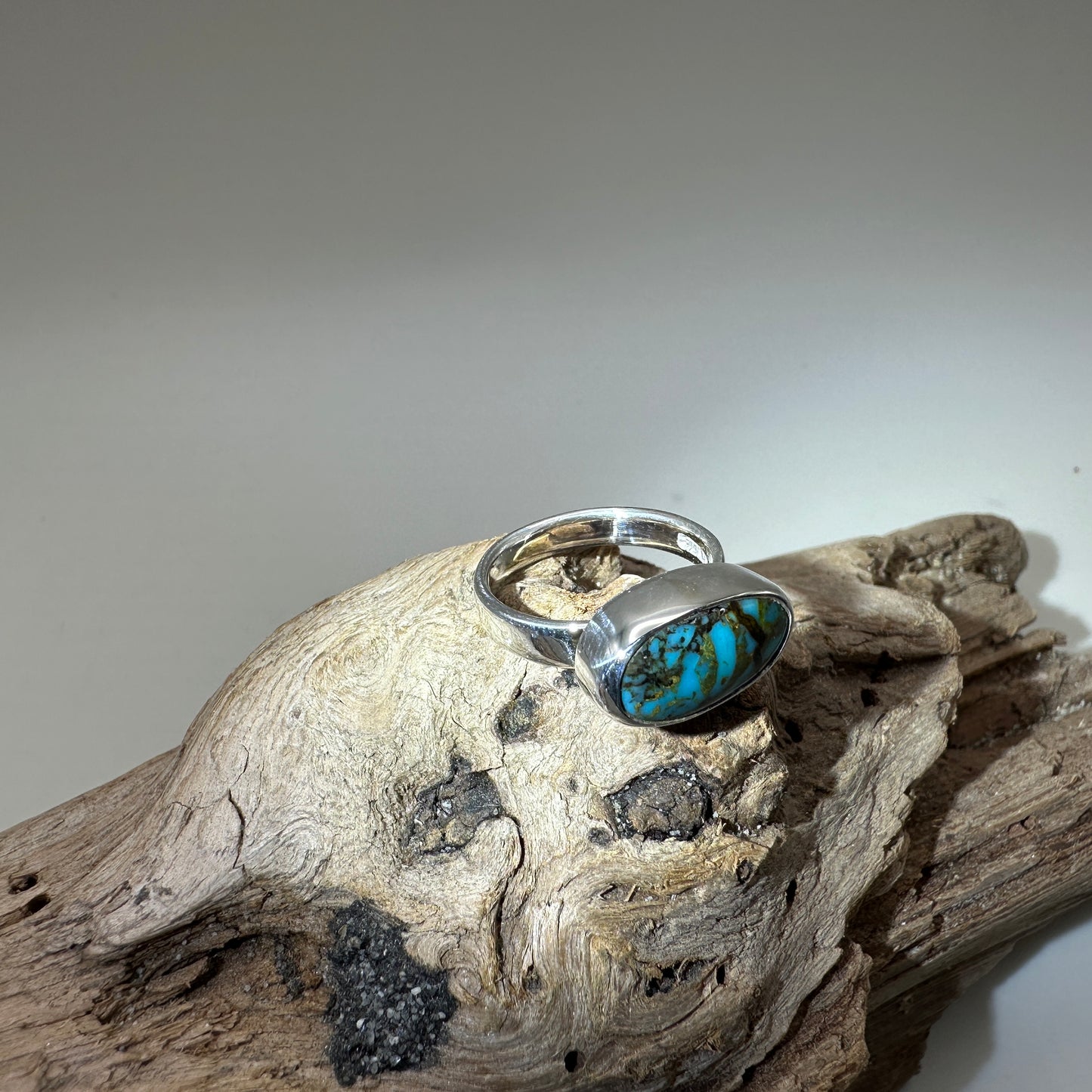 Rising Phoenix Turquoise in Sterling Silver size 6 band