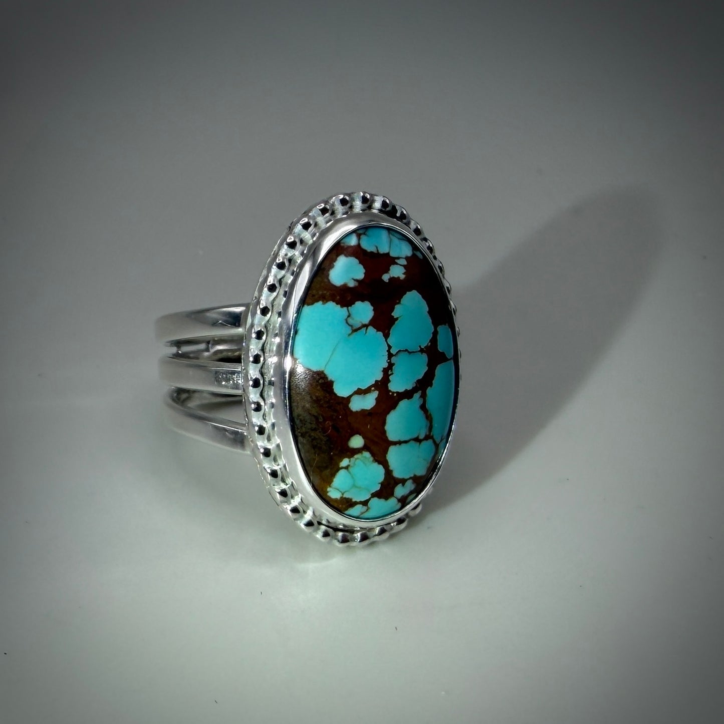 #8 Mine Turquoise in Sterling Silver size 7.5 band