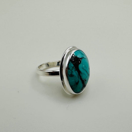 Kingman Turquoise Sterling Silver Ring, Size 7