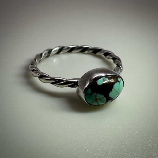 Number 8 mine Turquoise in Sterling Silver size 9.5 band