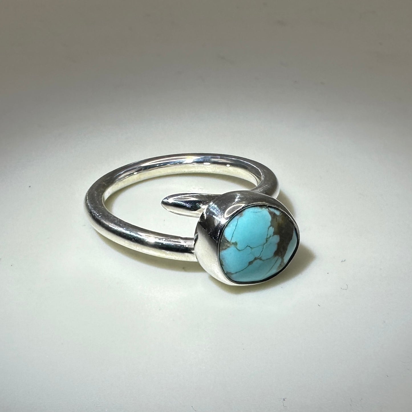 #8 Mine Turquoise in Sterling Silver size 8 band