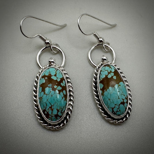 Number 8 Mine (NV) Turquoise Sterling Silver Earrings