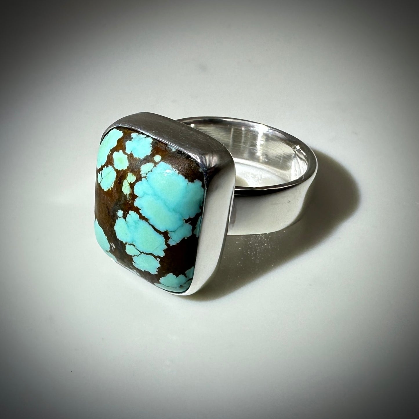 #8 Mine Turquoise in Sterling Silver size 7 band