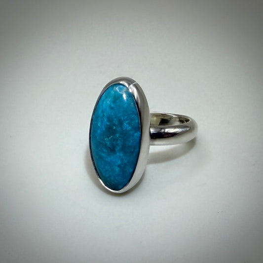 Kingman Turquoise in Sterling Silver size 7.5 band