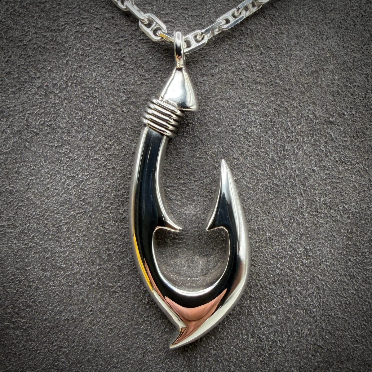 Cast Solid Sterling Silver Maui Hook Necklace
