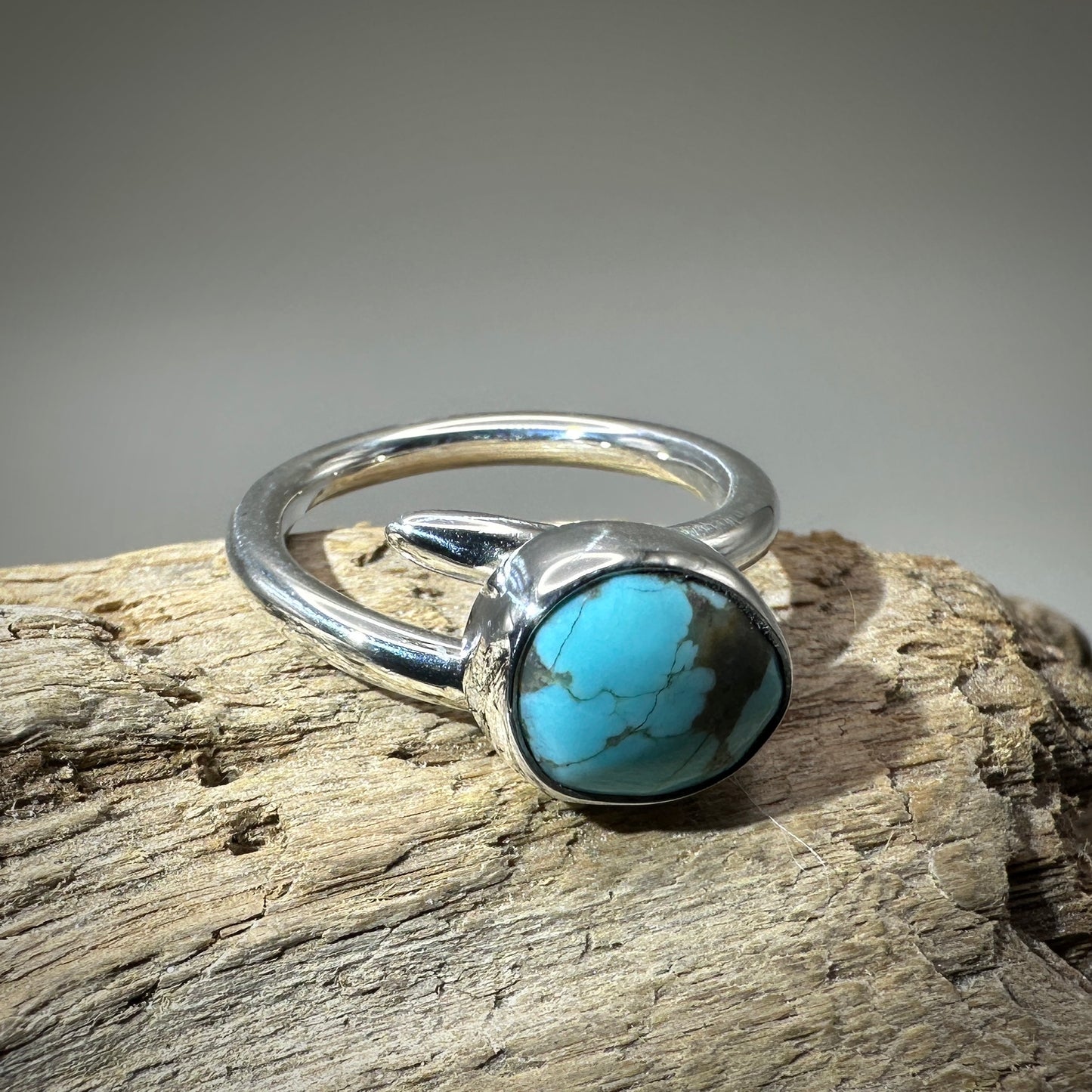 #8 Mine Turquoise in Sterling Silver size 8 band