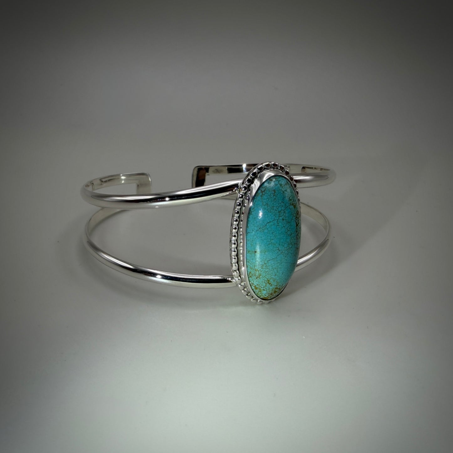 #8 Mine Turquoise Sterling Silver Heart Cuff Bracelet