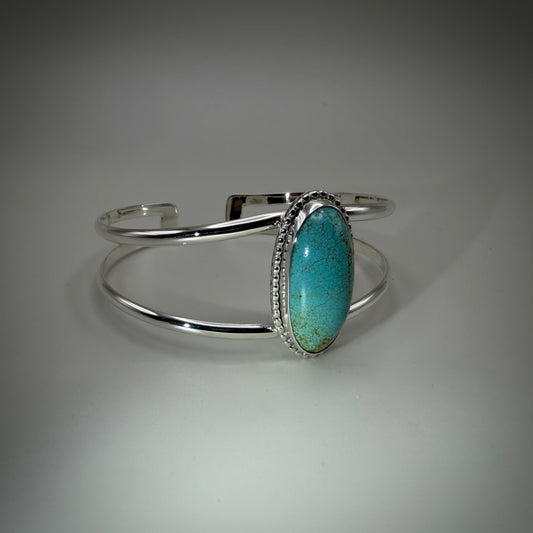 #8 Mine Turquoise Sterling Silver Heart Cuff Bracelet