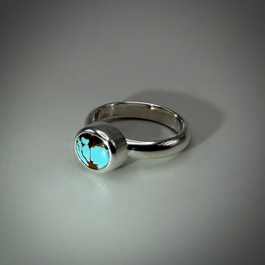 #8 Mine Turquoise in Sterling Silver size 7.5 band
