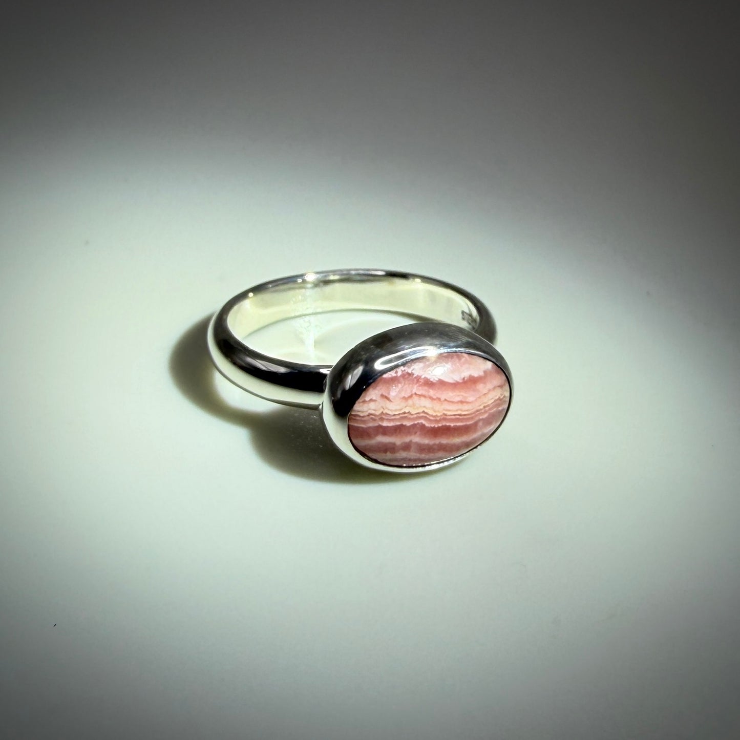 Rhodochrosite in Sterling Silver size 10 band