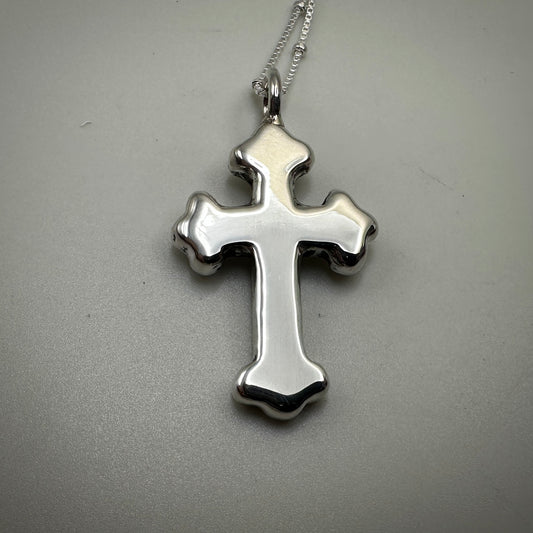 Heavy solid Sterling Silver Religious Cross Necklace