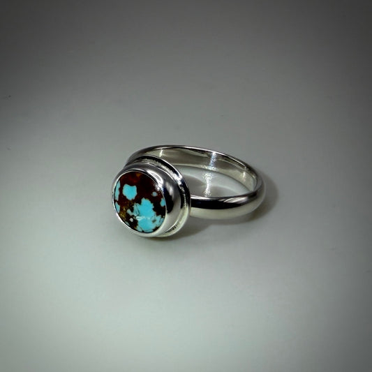 #8 Mine Turquoise in Sterling Silver size 6 band