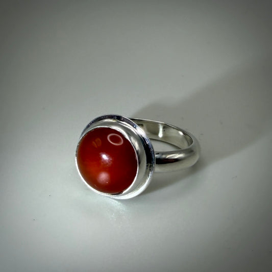 Carnelian Sterling Silver Ring size 7.5 Band