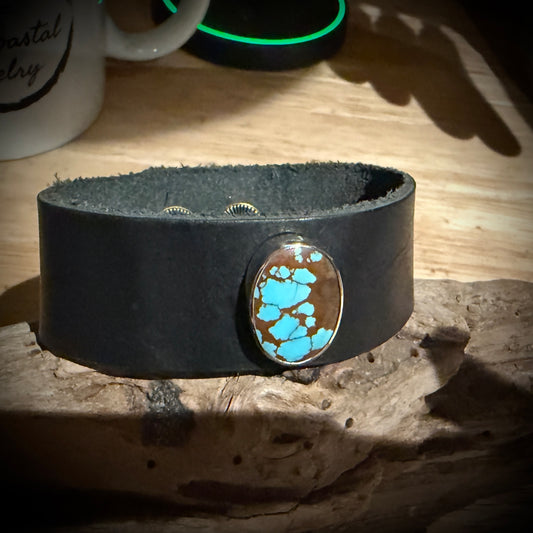 Number 8 mine Turquoise Leather Bracelet
