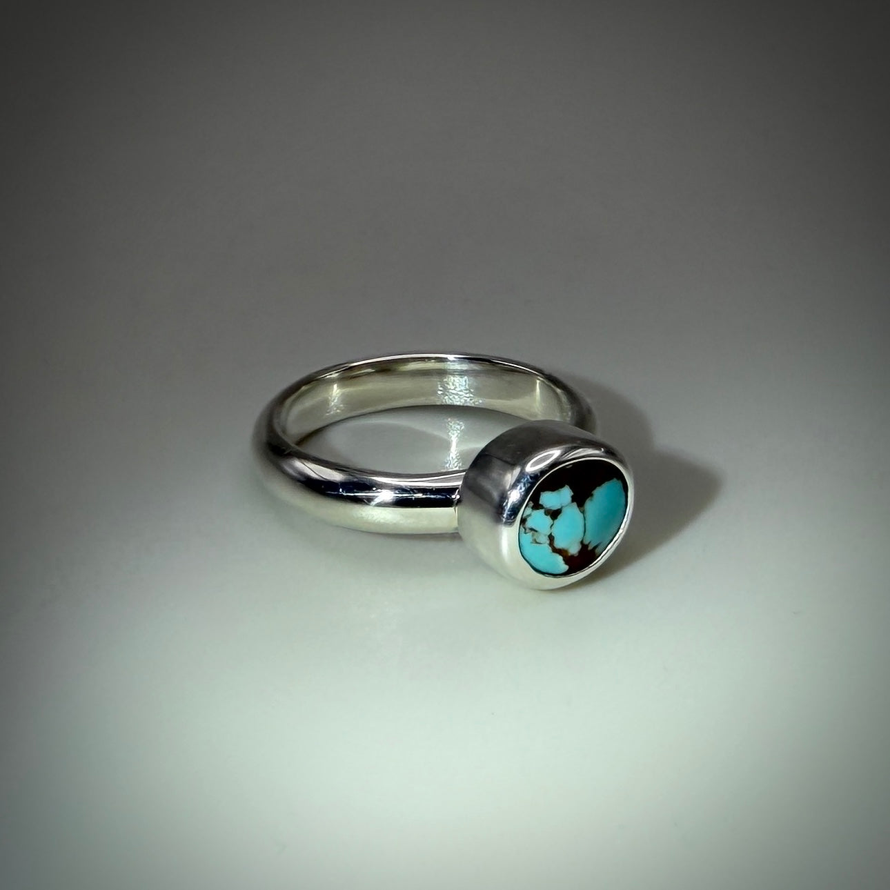 #8 Mine Turquoise in Sterling Silver size 7.5 band