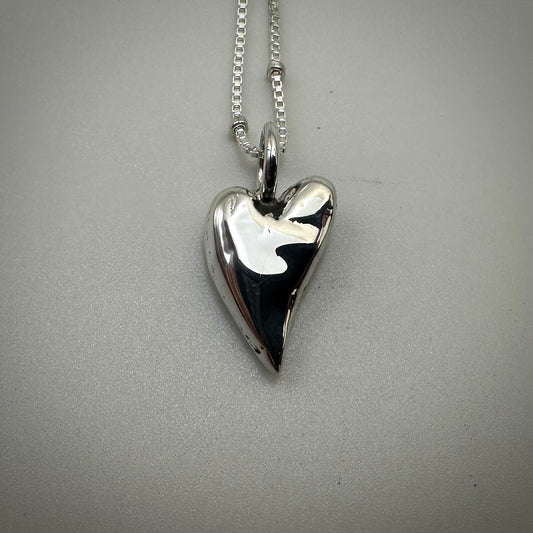 Cast Solid Sterling Silver Small Heart Necklace