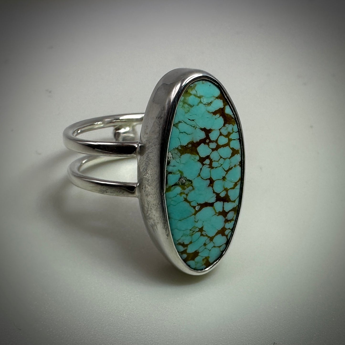 #8 Mine Turquoise in Sterling Silver size 8 band