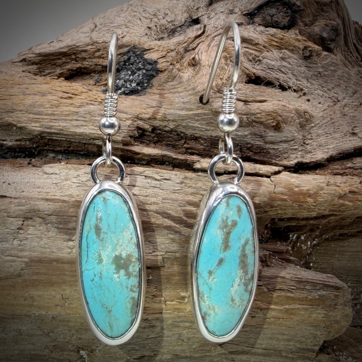 Number 8 Mine (NV) Turquoise Sterling Silver Earrings