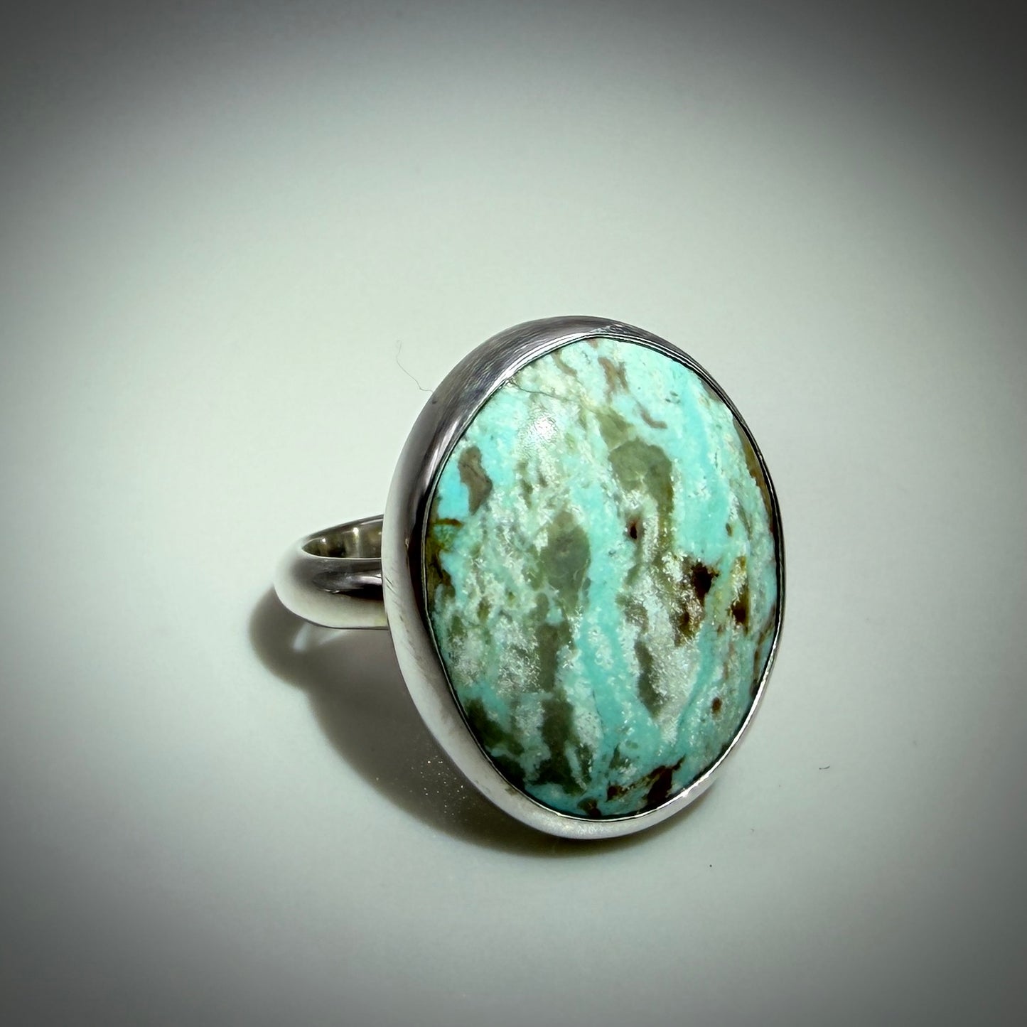 #8 Mine Turquoise in Sterling Silver size 9 band
