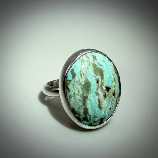 #8 Mine Turquoise in Sterling Silver size 9 band