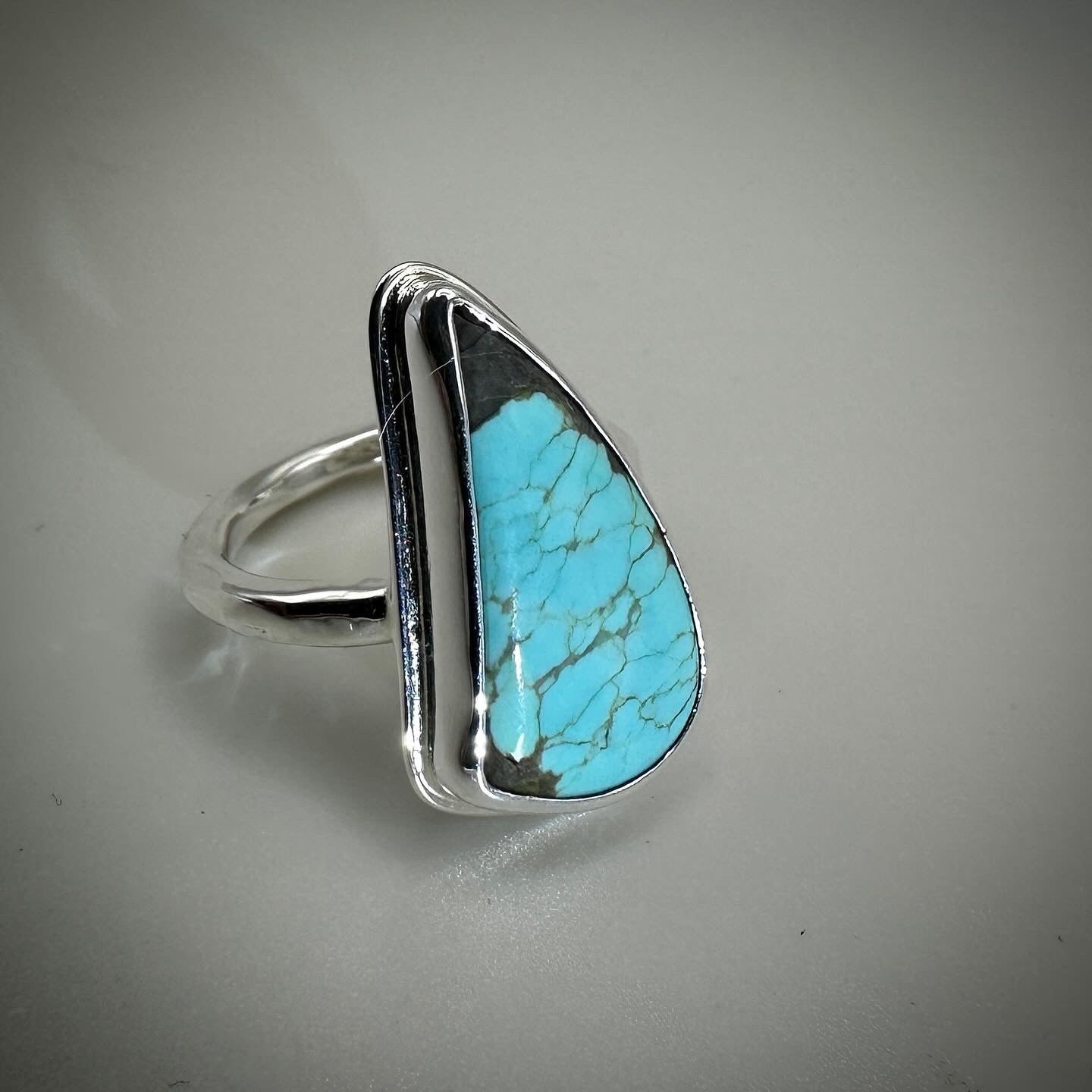 #8 Mine Turquoise in Sterling Silver size 7 band