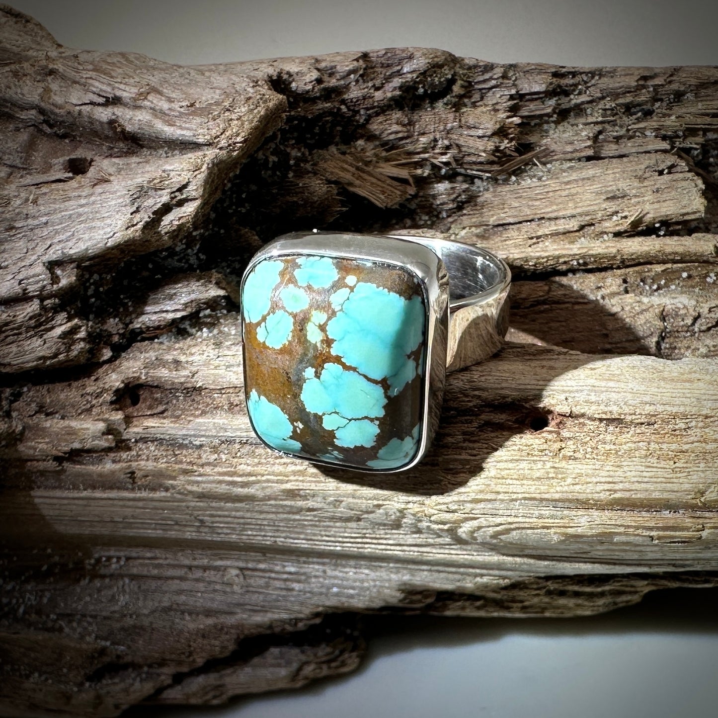 #8 Mine Turquoise in Sterling Silver size 7 band