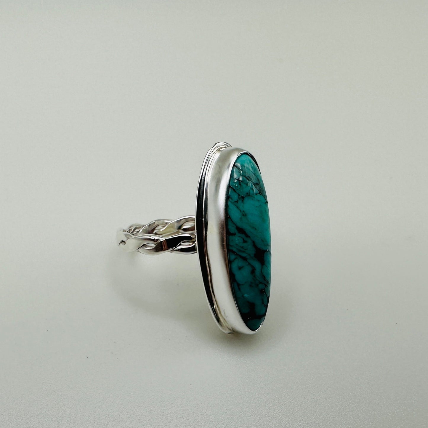 Kingman Turquoise Sterling Silver Ring, Size 6.5