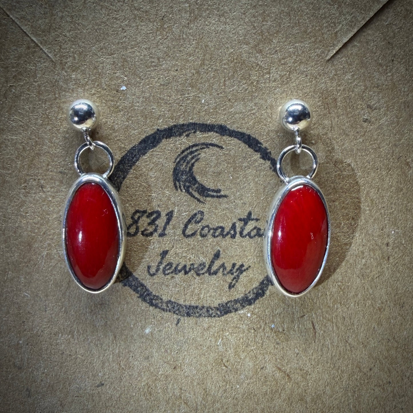 Bamboo Coral Shell Sterling Silver Earrings